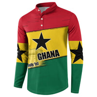 Ghana Republic Day Button Sweatshirt Ghanaian Pride Flag Colors With Coat Of Arms And Black Star