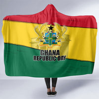 Ghana Republic Day Hooded Blanket Ghanaian Pride Flag Colors With Coat Of Arms And Black Star