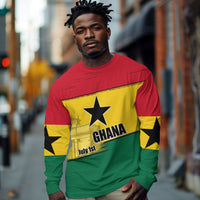 Ghana Republic Day Long Sleeve Shirt Ghanaian Pride Flag Colors With Coat Of Arms And Black Star