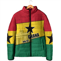 Ghana Republic Day Padded Jacket Ghanaian Pride Flag Colors With Coat Of Arms And Black Star