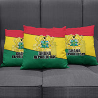 Ghana Republic Day Pillow Cover Ghanaian Pride Flag Colors With Coat Of Arms And Black Star