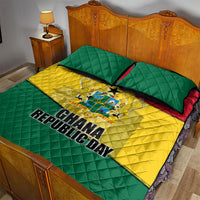 Ghana Republic Day Quilt Bed Set Ghanaian Pride Flag Colors With Coat Of Arms And Black Star
