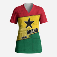 Ghana Republic Day Scrub Top Ghanaian Pride Flag Colors With Coat Of Arms And Black Star