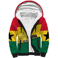 Ghana Republic Day Sherpa Hoodie Ghanaian Pride Flag Colors With Coat Of Arms And Black Star
