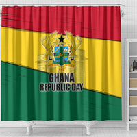 Ghana Republic Day Shower Curtain Ghanaian Pride Flag Colors With Coat Of Arms And Black Star