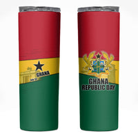 Ghana Republic Day Skinny Tumbler Ghanaian Pride Flag Colors With Coat Of Arms And Black Star
