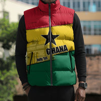 Ghana Republic Day Sleeveless Puffer Jacket Ghanaian Pride Flag Colors With Coat Of Arms And Black Star
