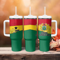 Ghana Republic Day Tumbler With Handle Ghanaian Pride Flag Colors With Coat Of Arms And Black Star