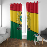 Ghana Republic Day Window Curtain Ghanaian Pride Flag Colors With Coat Of Arms And Black Star