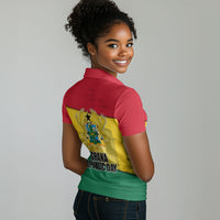 Ghana Republic Day Women Polo Shirt Ghanaian Pride Flag Colors With Coat Of Arms And Black Star