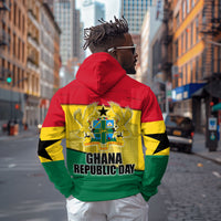 Ghana Republic Day Zip Hoodie Ghanaian Pride Flag Colors With Coat Of Arms And Black Star