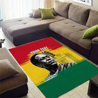 Personalized Ghana Republic Day Area Rug Kwame Nkrumah Vintage Portrait Art - July 1st Theme