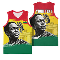 Personalized Ghana Republic Day Basketball Jersey Kwame Nkrumah Vintage Portrait Art - July 1st Theme