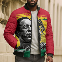 Personalized Ghana Republic Day Bomber Puffer Jacket Kwame Nkrumah Vintage Portrait Art - July 1st Theme