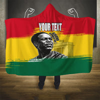 Personalized Ghana Republic Day Hooded Blanket Kwame Nkrumah Vintage Portrait Art - July 1st Theme