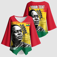 Personalized Ghana Republic Day Kimono Sleeve Blouse Kwame Nkrumah Vintage Portrait Art - July 1st Theme
