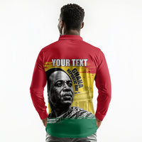 Personalized Ghana Republic Day Long Sleeve Polo Shirt Kwame Nkrumah Vintage Portrait Art - July 1st Theme