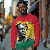 Personalized Ghana Republic Day Long Sleeve Shirt Kwame Nkrumah Vintage Portrait Art - July 1st Theme