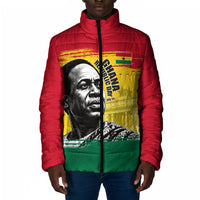 Personalized Ghana Republic Day Padded Jacket Kwame Nkrumah Vintage Portrait Art - July 1st Theme