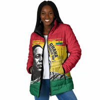 Personalized Ghana Republic Day Padded Jacket Kwame Nkrumah Vintage Portrait Art - July 1st Theme