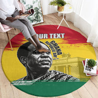 Personalized Ghana Republic Day Round Carpet Kwame Nkrumah Vintage Portrait Art - July 1st Theme