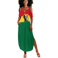 Personalized Ghana Republic Day Summer Maxi Dress Kwame Nkrumah Vintage Portrait Art - July 1st Theme