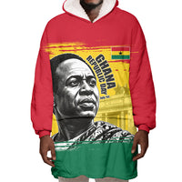Personalized Ghana Republic Day Wearable Blanket Hoodie Kwame Nkrumah Vintage Portrait Art - July 1st Theme
