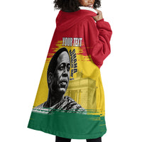 Personalized Ghana Republic Day Wearable Blanket Hoodie Kwame Nkrumah Vintage Portrait Art - July 1st Theme