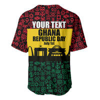 Personalized Ghana Republic Day Baseball Jersey Adinkra Pattern Heritage Silhouette African Culture Art