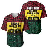 Personalized Ghana Republic Day Baseball Jersey Adinkra Pattern Heritage Silhouette African Culture Art