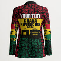 Personalized Ghana Republic Day Blazer Adinkra Pattern Heritage Silhouette African Culture Art