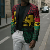 Personalized Ghana Republic Day Blazer Adinkra Pattern Heritage Silhouette African Culture Art