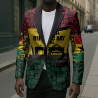 Personalized Ghana Republic Day Blazer Adinkra Pattern Heritage Silhouette African Culture Art