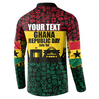 Personalized Ghana Republic Day Button Sweatshirt Adinkra Pattern Heritage Silhouette African Culture Art