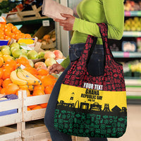 Personalized Ghana Republic Day Grocery Bag Adinkra Pattern Heritage Silhouette African Culture Art