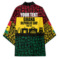 Personalized Ghana Republic Day Kimono Adinkra Pattern Heritage Silhouette African Culture Art