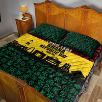 Personalized Ghana Republic Day Quilt Bed Set Adinkra Pattern Heritage Silhouette African Culture Art