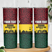 Personalized Ghana Republic Day Skinny Tumbler Adinkra Pattern Heritage Silhouette African Culture Art