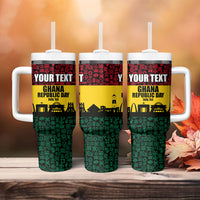 Personalized Ghana Republic Day Tumbler With Handle Adinkra Pattern Heritage Silhouette African Culture Art