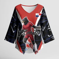 Personalized Panama Soccer Harpy Eagle Kimono Sleeve Blouse Los Canaleros Football Mascot Fan