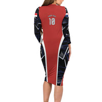Personalized Panama Soccer Harpy Eagle Long Sleeve Bodycon Dress Los Canaleros Football Mascot Fan