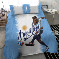 Argentina Football La Seleccion Bedding Set Argentinian Horse Soccer Mascot Patriotic Grunge