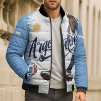 Personalized Argentina Football La Seleccion Bomber Puffer Jacket Argentinian Horse Soccer Mascot Patriotic Grunge