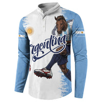 Personalized Argentina Football La Seleccion Button Sweatshirt Argentinian Horse Soccer Mascot Patriotic Grunge
