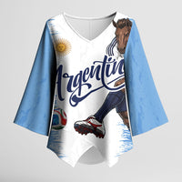 Personalized Argentina Football La Seleccion Kimono Sleeve Blouse Argentinian Horse Soccer Mascot Patriotic Grunge
