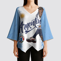 Personalized Argentina Football La Seleccion Kimono Sleeve Blouse Argentinian Horse Soccer Mascot Patriotic Grunge
