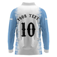 Personalized Argentina Football La Seleccion Long Sleeve Polo Shirt Argentinian Horse Soccer Mascot Patriotic Grunge