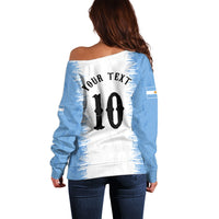Personalized Argentina Football La Seleccion Off Shoulder Sweater Argentinian Horse Soccer Mascot Patriotic Grunge