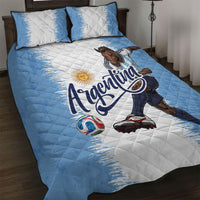 Argentina Football La Seleccion Quilt Bed Set Argentinian Horse Soccer Mascot Patriotic Grunge