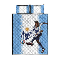 Argentina Football La Seleccion Quilt Bed Set Argentinian Horse Soccer Mascot Patriotic Grunge